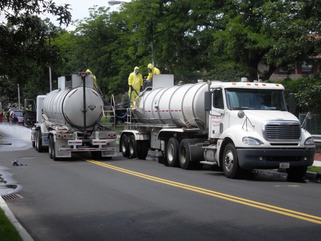 Rockland County Haz-Mat team at Normandy Village chlorine spill, 7/3/09.  Photo:  Tom Beirds