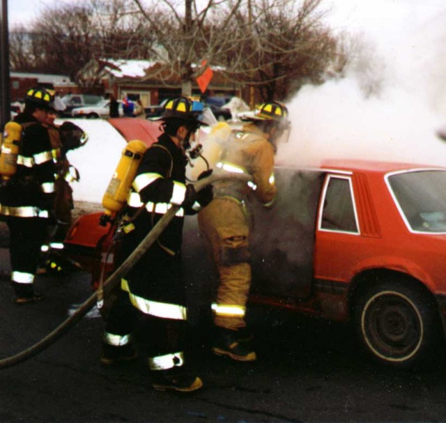 Car Fire 1996 Old Tpke Way Mike Mattera & Joe Helmke on the Nozzle