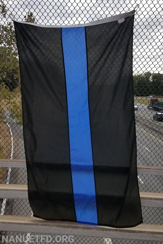 Today The Nanuet Fire Department paid its respects to Fallen NYPD Officer Brian Mulkeen By Flying the flag on 304 over the Thruway in Nanuet. Also thank you to the Clarkstown PD, Pearl River Fire Dept, RPS, Nanuet Ambulance, Fire inspectors and members of the Public.
 RIP Brother. Photos by Vincent P. Tuzzolino