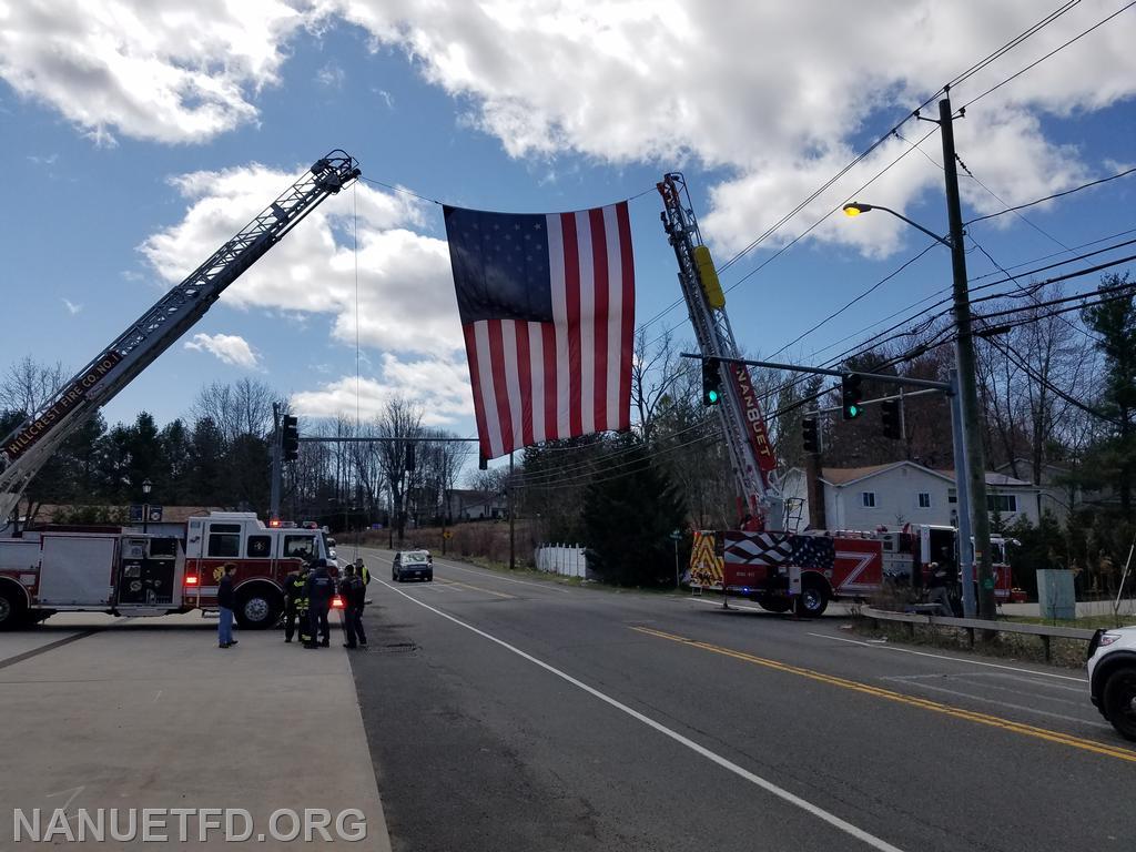 Nanuet FD Help with Flag Detail For fallen Firefighter Jared Lloyd. Photo by Vincent P Tuzzolino. 3/29/2021
