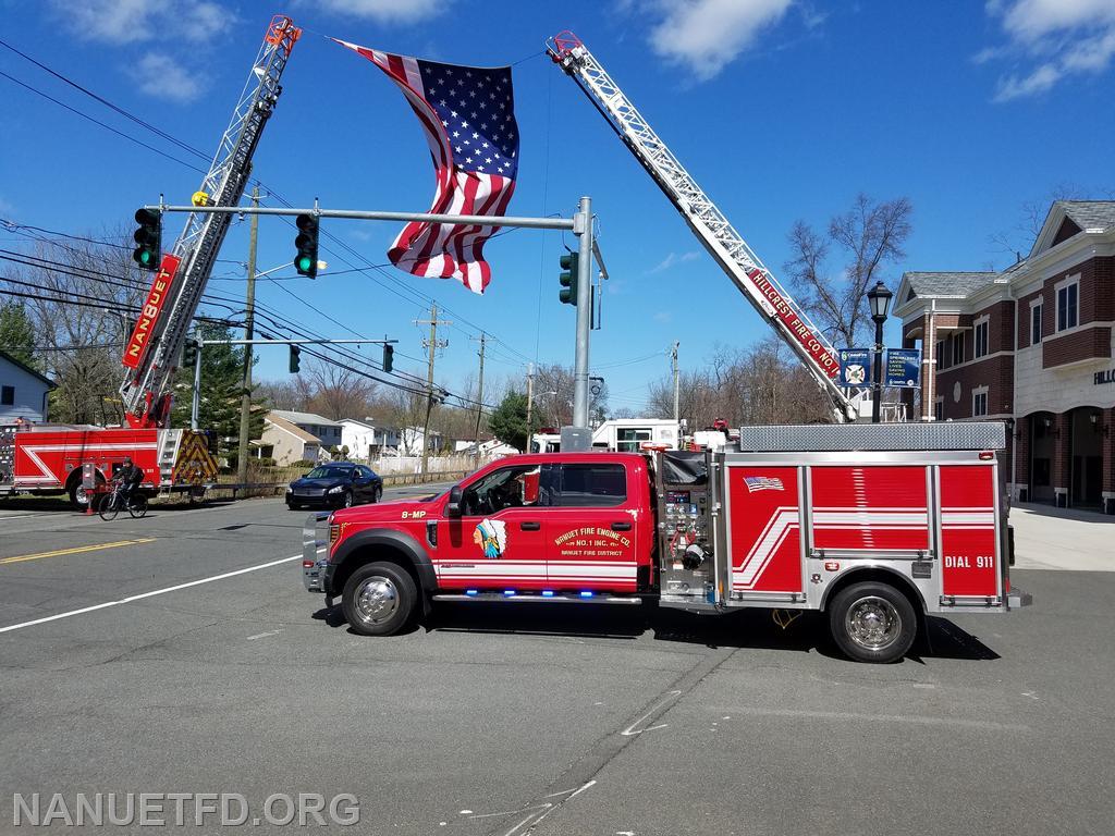 Nanuet FD Help with Flag Detail For fallen Firefighter Jared Lloyd. Photo by Vincent P Tuzzolino. 3/29/2021