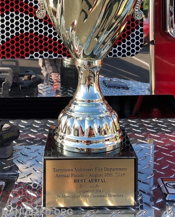 8-10-2019. Best overall  department out of county and best Ladder truck 8-75. The Tarrytown Firefighters
 Parade. Nice Job Department 8
