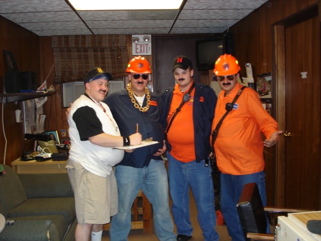 From left to right, Anthony Pacella, Brian O'Toole, Nick Pata and Jason Schlesinger dressed as Ex-Chief Domenick Giovinazzo for Halloween.  10/31/06