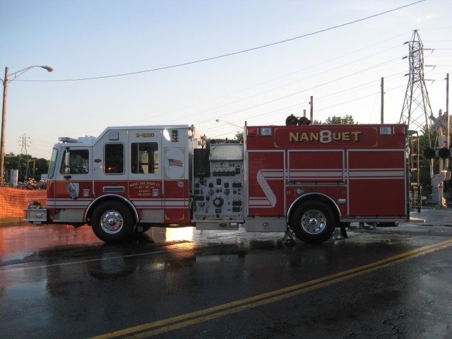 Neighboring fire departments participate in the 8-1500 wetdown.  6/6/09 Photo:  Jason DiSalvo